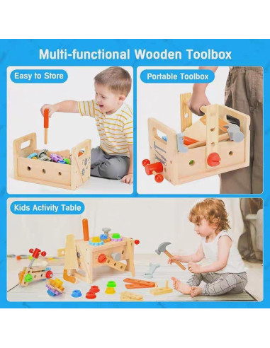 Juego de Herramientas de Madera 138 Piezas Nanjin para Niños