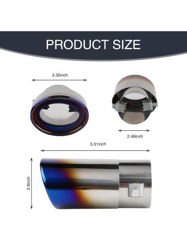 Silenciador de Escape Jewkot Acero Inoxidable Recto Azul