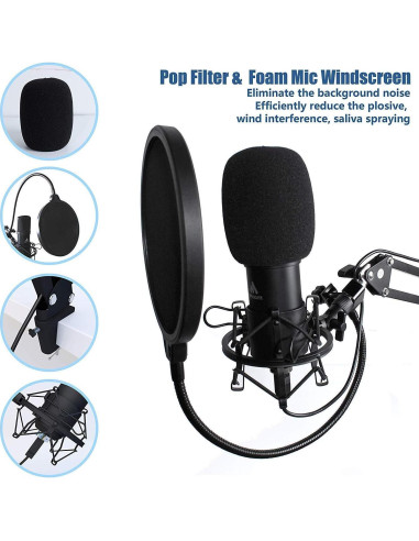 Micrófono de Condensador MAONO AU-A04H con Auriculares Estudio