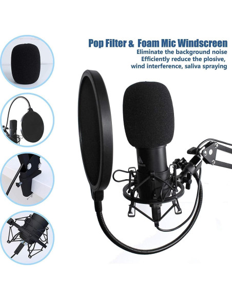 Micrófono de Condensador MAONO AU-A04H con Auriculares Estudio