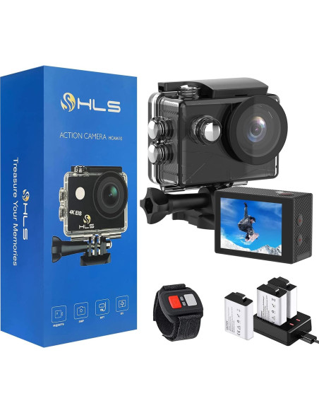 Cámara de Acción HLS 4K Submarina con WiFi y 2 Baterías Cámara de Acción HLS 4K Submarina con WiFi y 2 Baterías