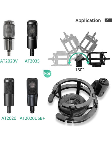 Soporte de Micrófono AT2020 Ajustable con Montura de Choque