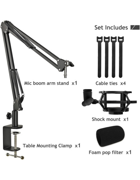 Soporte de Micrófono AT2020 Ajustable con Montura de Choque
