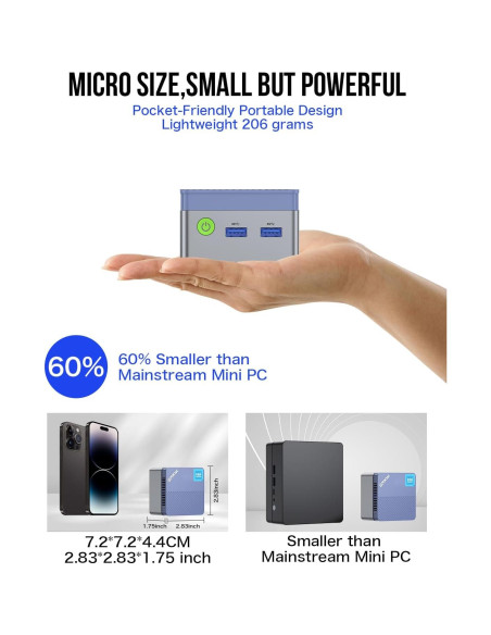 Mini PC GMKtec G5 Intel N97 12GB DDR5 256GB Azul