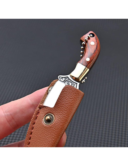 Cuchillo de hoja fija mini SZHOWORLD con funda de cuero 8.5 cm Cuchillo de hoja fija mini SZHOWORLD con funda de cuero 8.5 cm