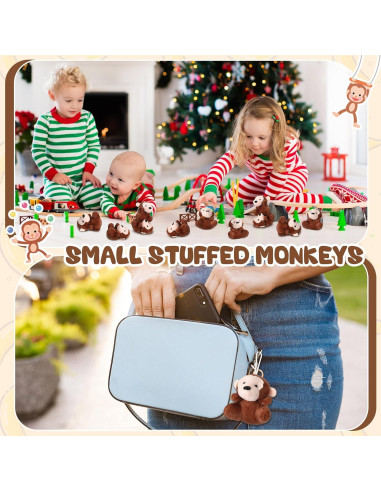 30 Mini Monos de Peluche Shappy para Fiesta y Decoración