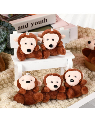 30 Mini Monos de Peluche Shappy para Fiesta y Decoración