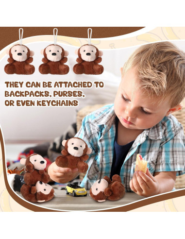 30 Mini Monos de Peluche Shappy para Fiesta y Decoración