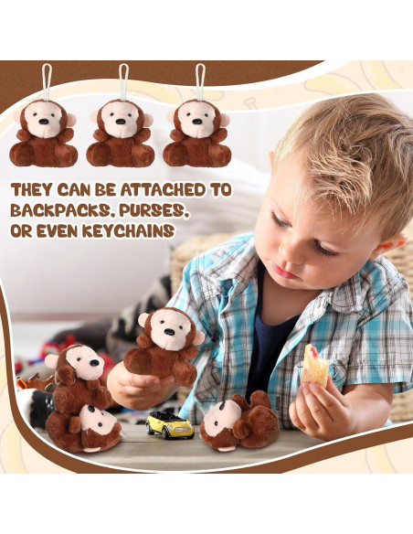 30 Mini Monos de Peluche Shappy para Fiesta y Decoración