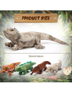 Lenwen Juguetes de Peluche Dragón Barbudo 5 Piezas 66 cm 2