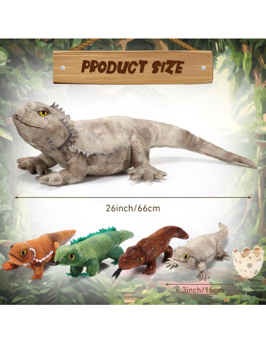 Lenwen Juguetes de Peluche Dragón Barbudo 5 Piezas 66 cm