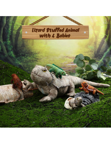 Lenwen Juguetes de Peluche Dragón Barbudo 5 Piezas 66 cm