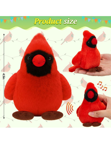 Animal de Peluche Cardinal con Sonido PullCrease 10 cm