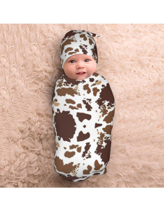 Manta de Envoltura para Bebé Broiteid Estampado de Vaca 2