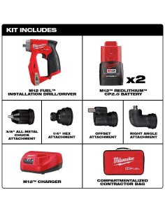 Taladro Atornillador Milwaukee 2505-22 12V Compacto LED 2