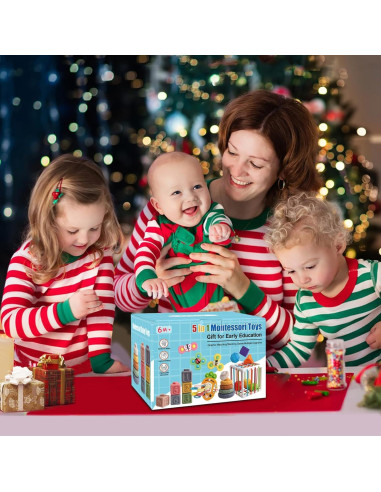 Juego de Juguetes Montessori 5 en 1 Vinlon para Bebés 6+ meses