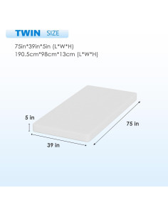 Colchón de Espuma Viscoelástica FDW 5 Pulgadas Twin Té Verde 2