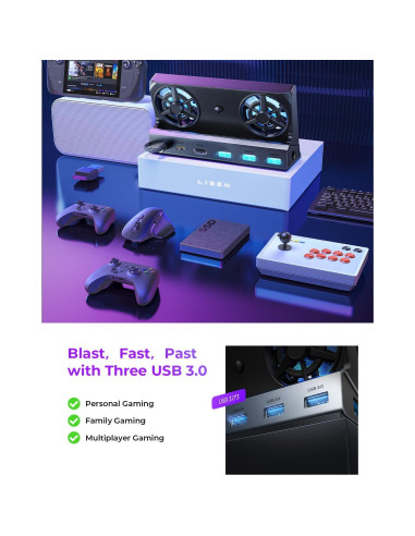 Estación de Acoplamiento LISEN para ASUS ROG ALLY X y Steam Deck 4K