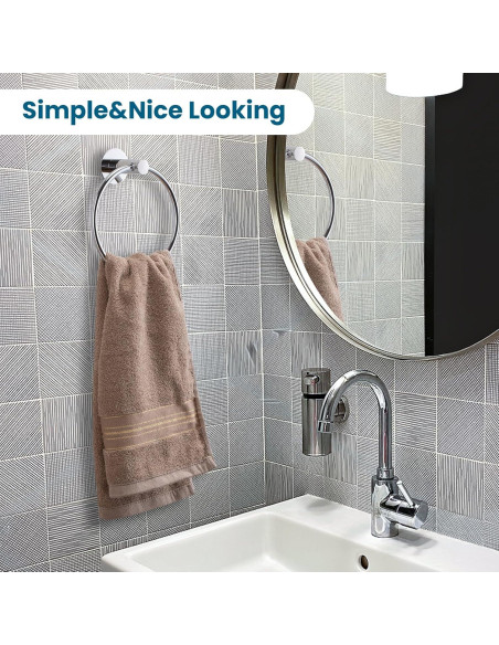 Anillo de Toalla Autoadhesivo UHEY HOME Plata Paquete de 2