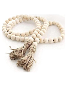 Cuerda de cuentas de madera natural GRBAMBI 147cm con borla