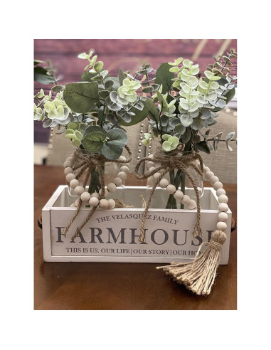 Cuerda de cuentas de madera natural GRBAMBI 147cm con borla