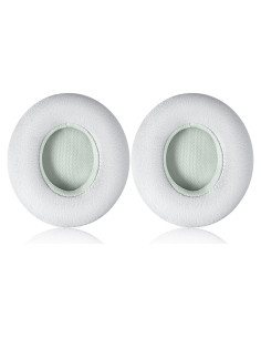 Almohadillas de Reemplazo JECOBB para Auriculares Beats Solo 2 - Cuero y Espuma de Memoria (Blanco)