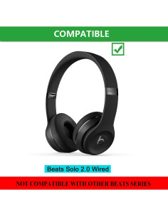 Almohadillas de Reemplazo JECOBB para Auriculares Beats Solo 2 - Cuero y Espuma de Memoria (Blanco) 2