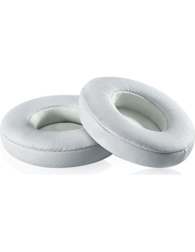 Almohadillas de Reemplazo JECOBB para Auriculares Beats Solo 2 - Cuero y Espuma de Memoria (Blanco)