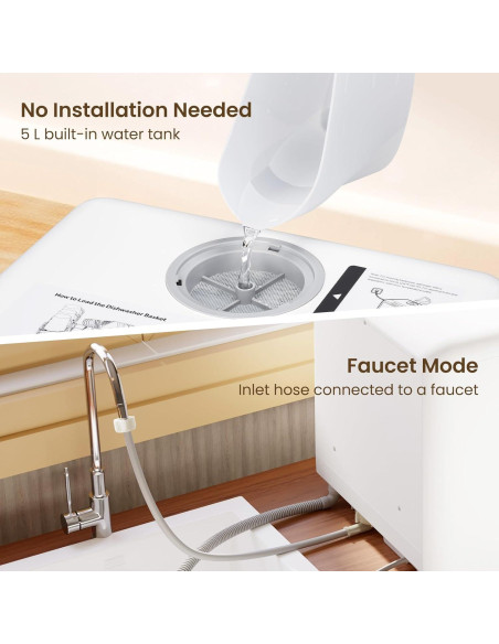 HAVA Lavavajillas de Encimera TDQR 6 Programas 5L Portátil