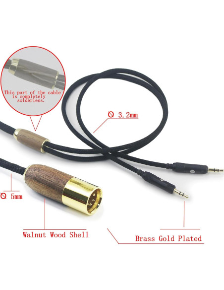 Cable de Audio Reemplazo NewFantasia 2m 4-pin XLR para ATH-R70x