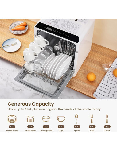 HAVA Lavavajillas de Encimera TDQR 6 Programas 5L Portátil