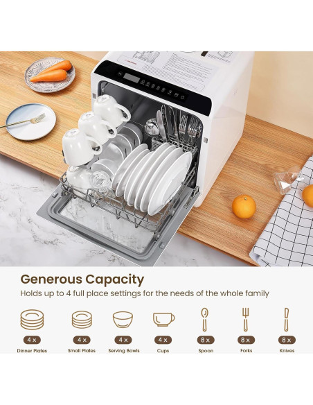 HAVA Lavavajillas de Encimera TDQR 6 Programas 5L Portátil