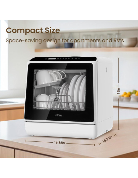 HAVA Lavavajillas de Encimera TDQR 6 Programas 5L Portátil
