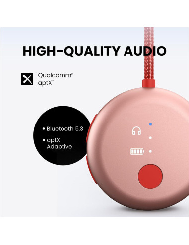 Adaptador Bluetooth Avantree SoundJet R1 Rosa, aptX, 20H Batería