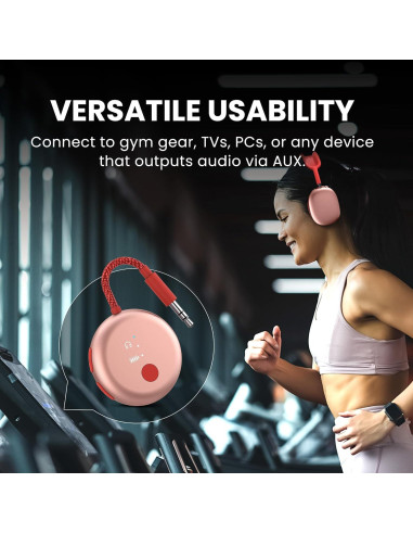 Adaptador Bluetooth Avantree SoundJet R1 Rosa, aptX, 20H Batería