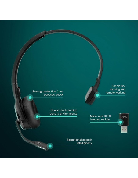Auricular DECT EPOS SENNHEISER IMPACT SDW 5031 - Inalámbrico