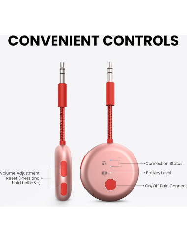 Adaptador Bluetooth Avantree SoundJet R1 Rosa, aptX, 20H Batería