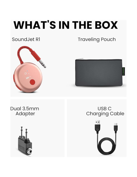 Adaptador Bluetooth Avantree SoundJet R1 Rosa, aptX, 20H Batería