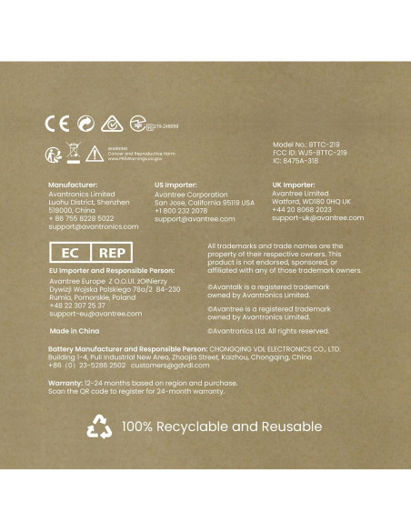 Adaptador Bluetooth Avantree SoundJet R1 Rosa, aptX, 20H Batería