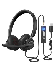 Auriculares USB JabNecter BH708AB con micrófono y cancelación de ruido