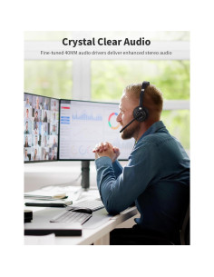 Auriculares USB JabNecter BH708AB con micrófono y cancelación de ruido 2