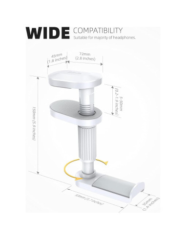 Soporte para Auriculares Lamicall Removible 360 Blanco