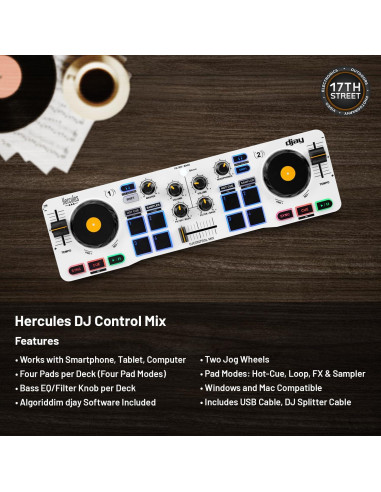 Controlador DJ Hercules DJControl Mix Bluetooth + Auriculares