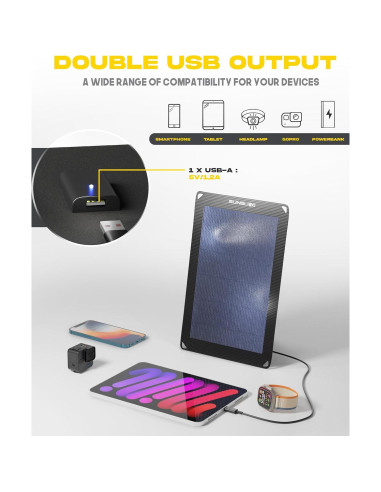 Cargador Solar Flexible Sunslice Fusion Flex 6W USB Negro