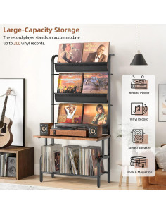 Soporte para Tocadiscos Tewinko con Estante para 300 Discos 2