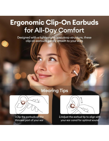 Auriculares Inalámbricos PAXA Clipbuds7 Bluetooth 5.4 Oro Rosa