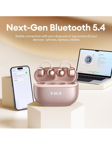 Auriculares Inalámbricos PAXA Clipbuds7 Bluetooth 5.4 Oro Rosa