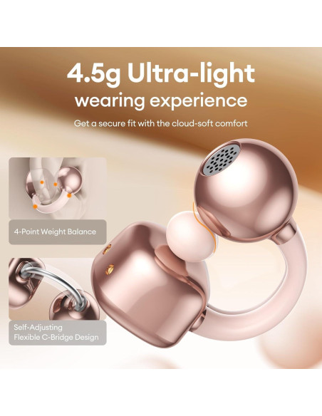 Auriculares Inalámbricos PAXA Clipbuds7 Bluetooth 5.4 Oro Rosa