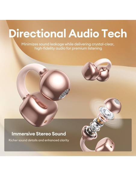 Auriculares Inalámbricos PAXA Clipbuds7 Bluetooth 5.4 Oro Rosa