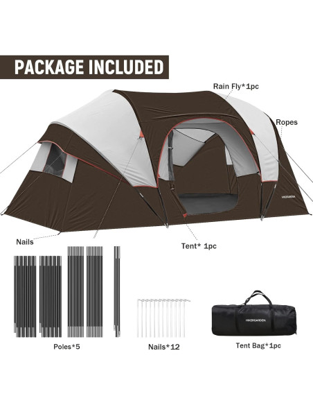 Carpa de Camping HIKERGARDEN para 10 Personas - Impermeable